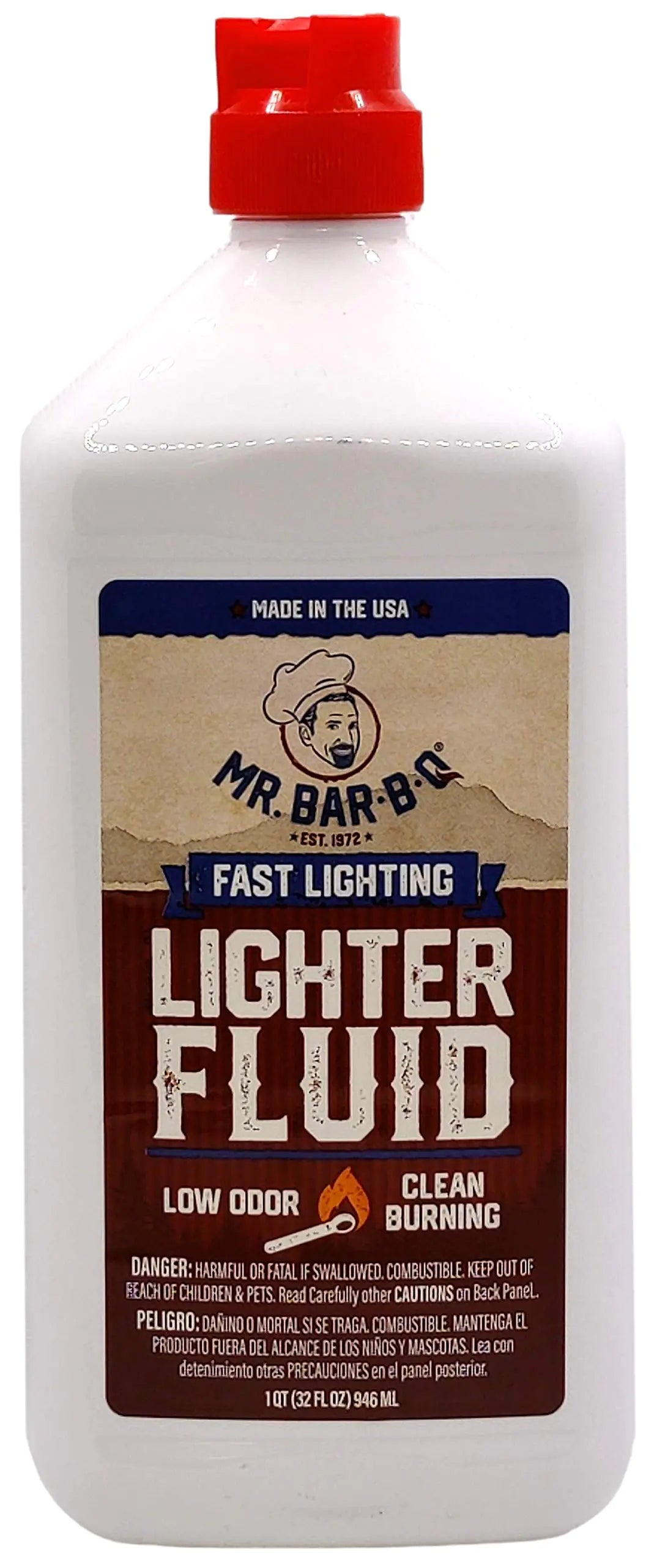 1 Quart Lighter Fuel Bottle Clean Burning & Fast Lighting Lighter Fluid Charcoal Lighter Fluid Perfect Fire Starter for Outdoor Charcoal & Wood Fires Bonfires Camping and Grilling by Mr. Bar-B-Q