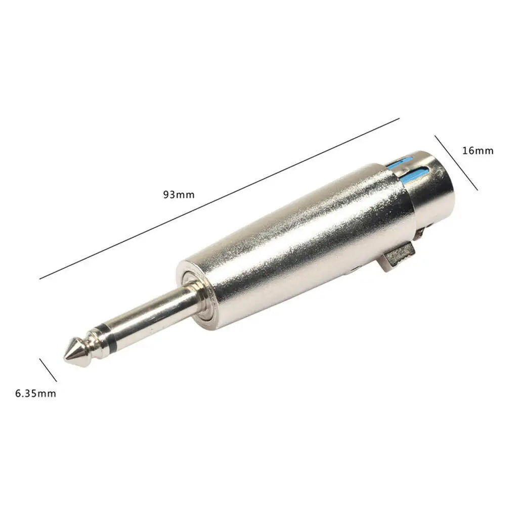 3PIN XLR Female To 1/4" 6.35mm Mono Male Plug Audio Cable Microphone Mic Adapter