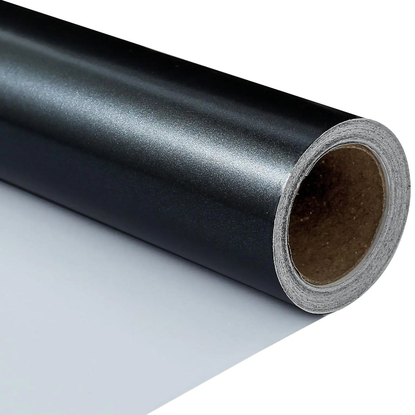 CAMKUZON Black Wrapping Paper for Christmas Birthday Wedding Holiday All Occasion - Solid Color Pearly Black Gift Wrap Paper Roll 17.4 Inch