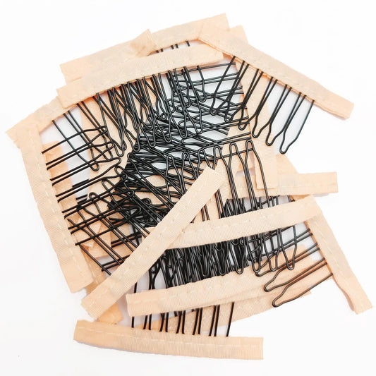 20 pcs Steel Wig Clips with Cloth for Making Hairpiece Caps - Herina 6-Teeth Wig Accessories Tools (Blonde)