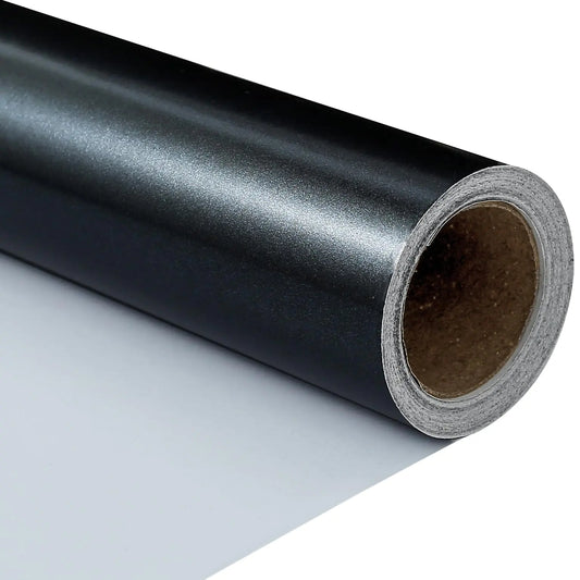 CAMKUZON Black Wrapping Paper for Christmas Birthday Wedding Holiday All Occasion - Solid Color Pearly Black Gift Wrap Paper Roll 17.4 Inch