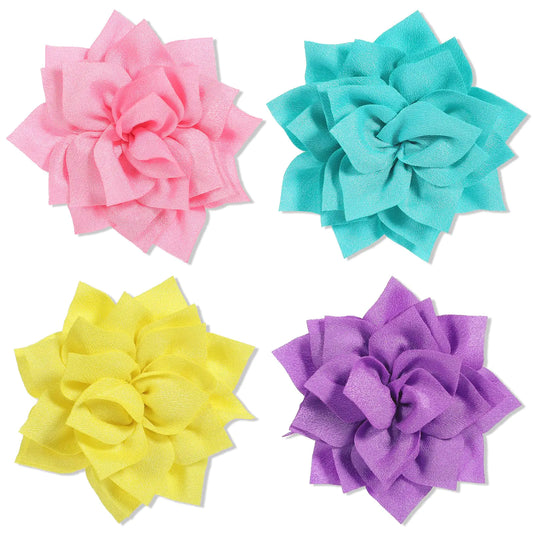 4 Pcs Dog Collar Flowers Attachement Multi Color Dog Flowers Collar Accessory Pet Collar Flowers Clip on Dog Bow Tie Charms Flower Removable Dog Collar Flower Attachment for Cat Dog Puppy Grooming